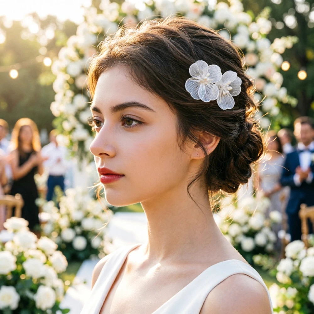 Braut-Kopfschmuck Handgefertigter Blumen-Perlen-Haarkamm Hochzeits-Haarstyling-Werkzeuge Modischer Einsatzkamm Haaraccessoires Geschenke