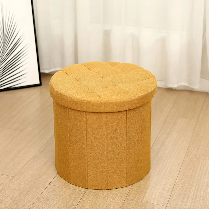 Coarse Hemp Foldable Toy Storage Stool Storage Shoe Changing Stool Circular Storage Stool Can Sit Storage Stool