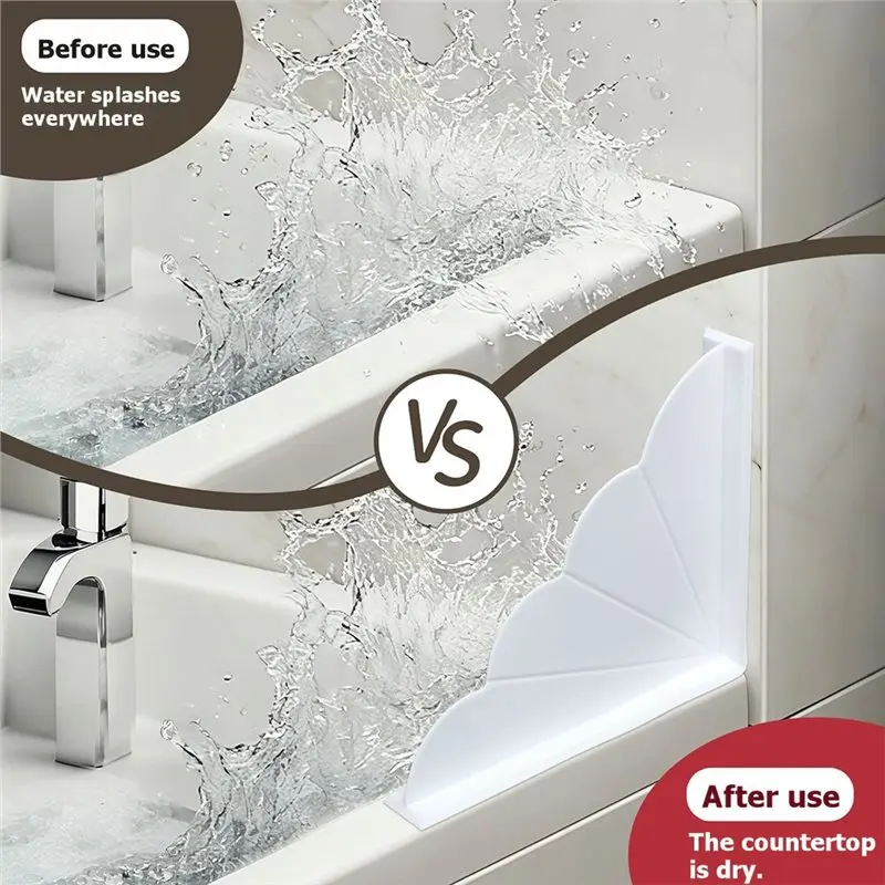 ABZS No-Adhesive Silicone Shower Splash Guard Reusable Corner Water Blocker With Strong Suction Cups For Bathtub & Bathroom