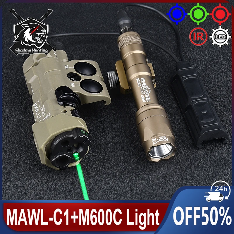 WADSN Tactical MAWL-C1 Red/Green/Blue Dot IR Aiming Laser IR Fill Light White Strobe LED Flashlight With Hunting Accessories