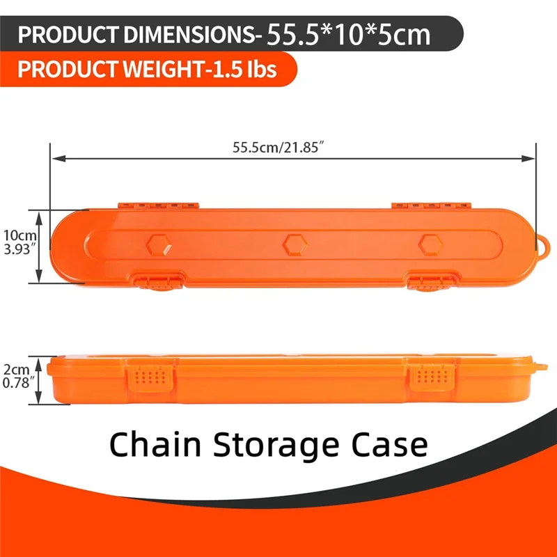 체인톱 체인 보관 케이스, 체인톱 체인 정리함, 10 인치, 16 인치, 18 인치, 20 인치 체인톱 (주황색)