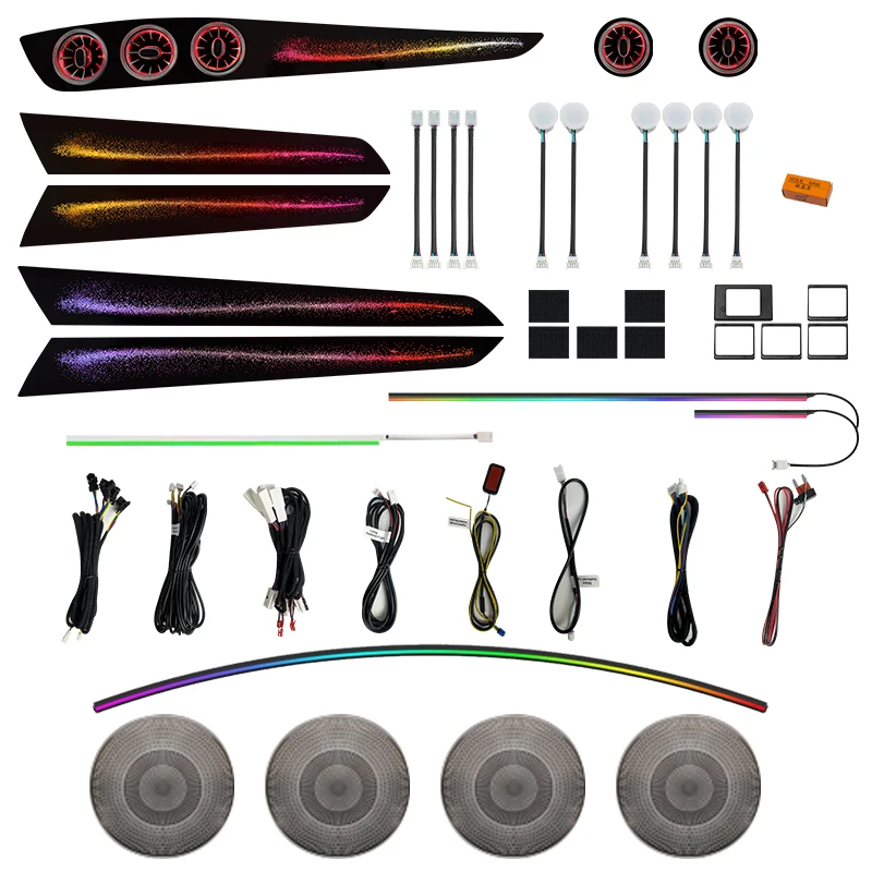 TMPRO Turbo Air Vent Ambient Light for W204 C-Class 2010-2014 64 Color Changing LED Full Car Interior Light Kit