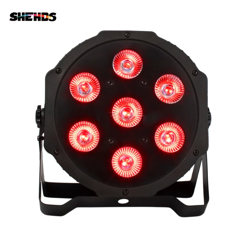 SHEHDS 4pcs LED Par 7x18W RGBWA+UV Mobile Plug Power Light for Party KTV Bar dj Disco Night Stage Lights