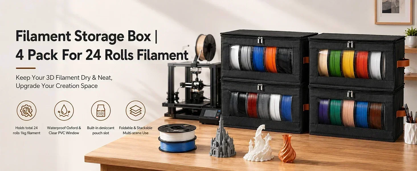 3D-Drucker-Filament-Aufbewahrungstasche aus Vliesstoff mit transparentem Fenster, staubdicht, feuchtigkeitsbeständig, Organizer für Werkstatt und Zuhause – Detail 1