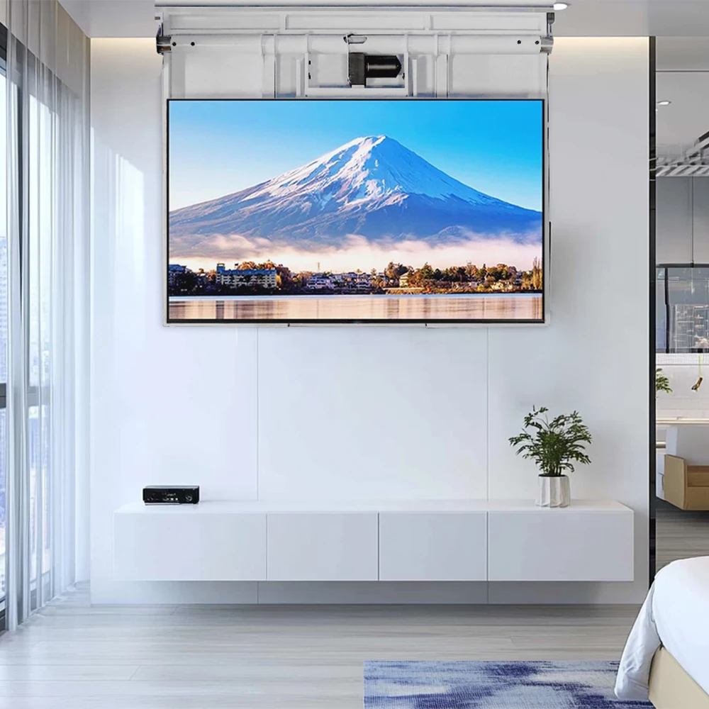 

55" 65" 75" 85" Motorized Flip Down TV Ceiling Mount Hidden Retractable Drop Down Lift for Home & Office