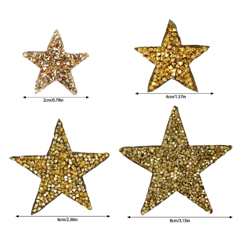 24Pcs Rhinestones Star Appliques Iron on Star Patches for Clothes Dress Pants Jeans Hat Bag Clothing Embellishments