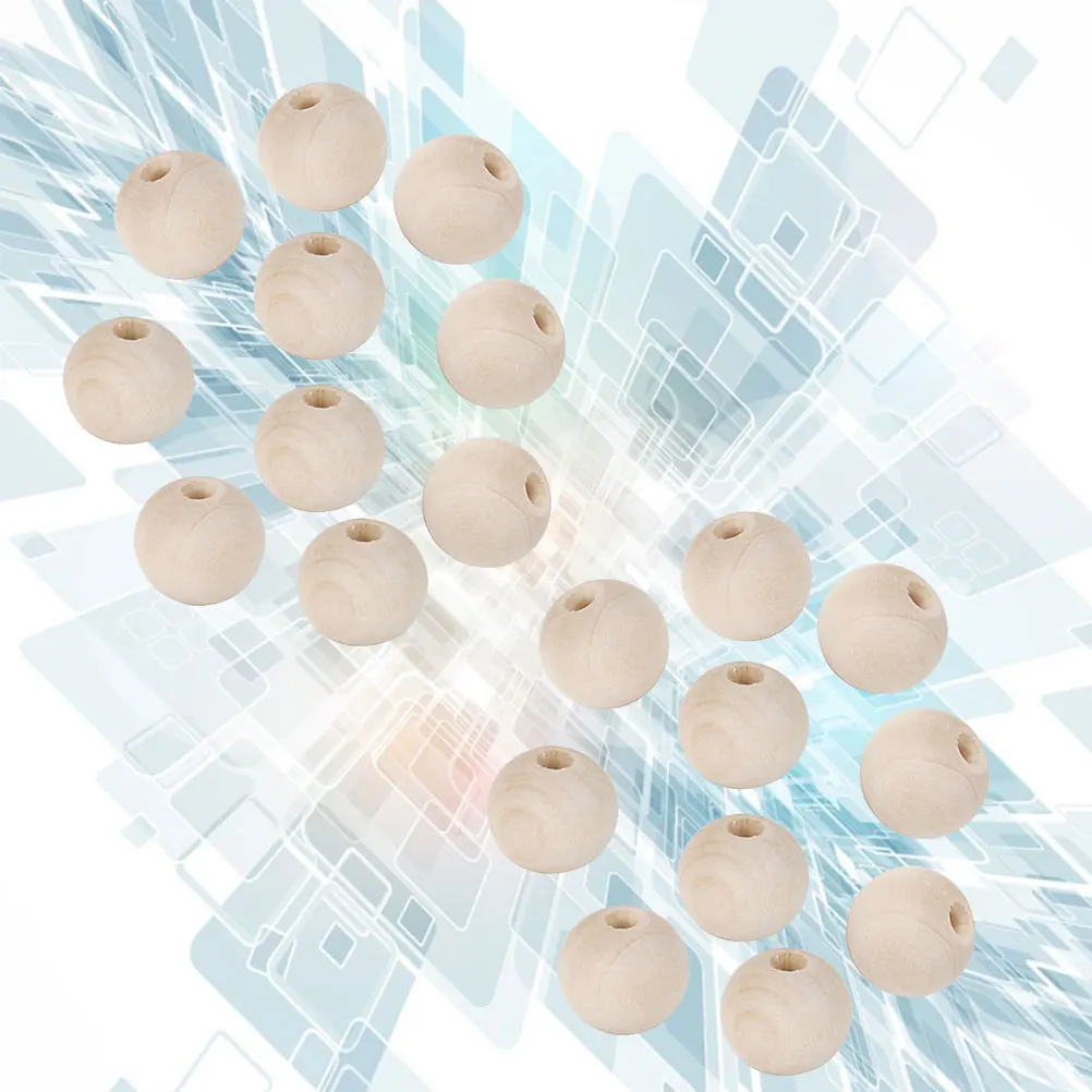 

20 Pcs Wooden Bead Jewelry Solid Color Beads for Bracelets Charms Simple Pendant Supplies Round Loose Bamboo Necklace Making