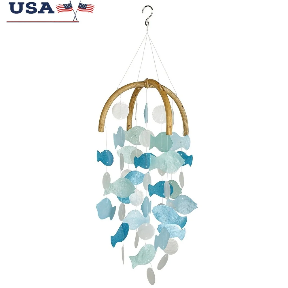 

Woodstock Windchimes Fish Capiz Chime Round Wind Chimes For Outside Wind Chimes For Garden Patio and Outdoor Décor 20"L