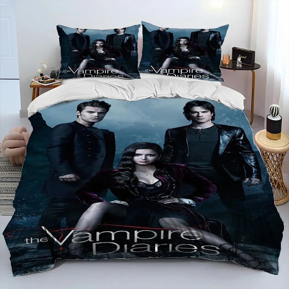 Das Bettwäsche-Set „The Vampire Diaries“ mit 3D-Druck, bestehend aus Bettbezug, Bettdecke und Kissenbezug, in den Größen King, Queen und für Kinder – ein ideales Geschenk. – Detail 16