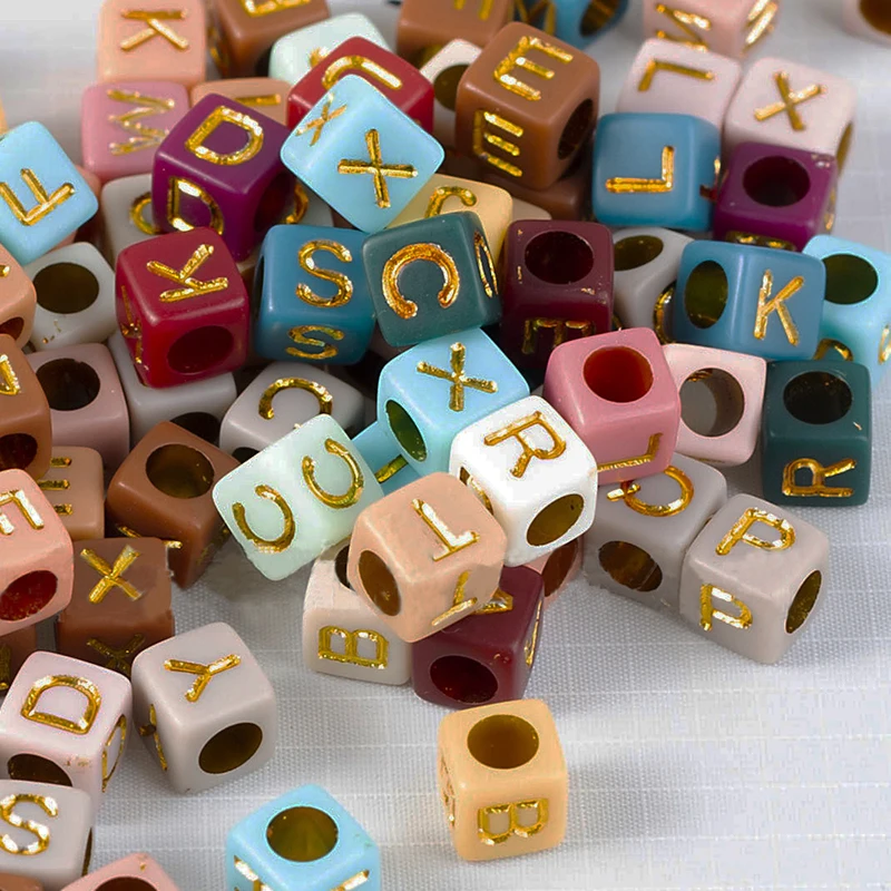 

100pcs Mixed Letter Acrylic Beads Square Cube Loose Spacer Alphabet Beads For Jewelry Making Diy Handmade Name Bracelet Necklace