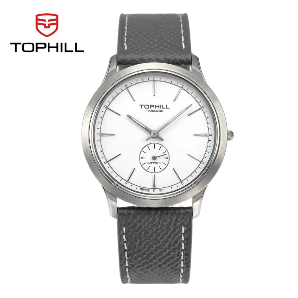 TOPHILL Vintage Watch For Men Quartz Ultra-Thin 33/38.5mm Ronda 1069 Seconds Subdial Sapphire Glass Old Money Wristwatch TW106/G