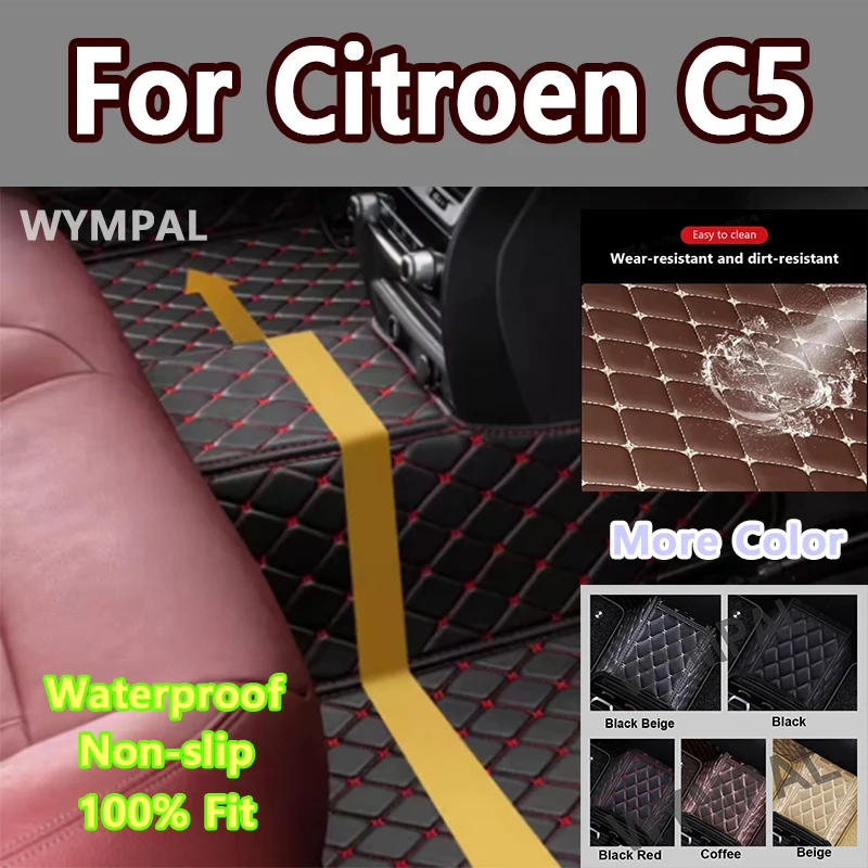 

Luxury Car Floor Mats For Citroen C5 Aircross 2018~2022 Leather Mat Durable Pad Auto Rugs Carpets Interior Parts Car Accessories