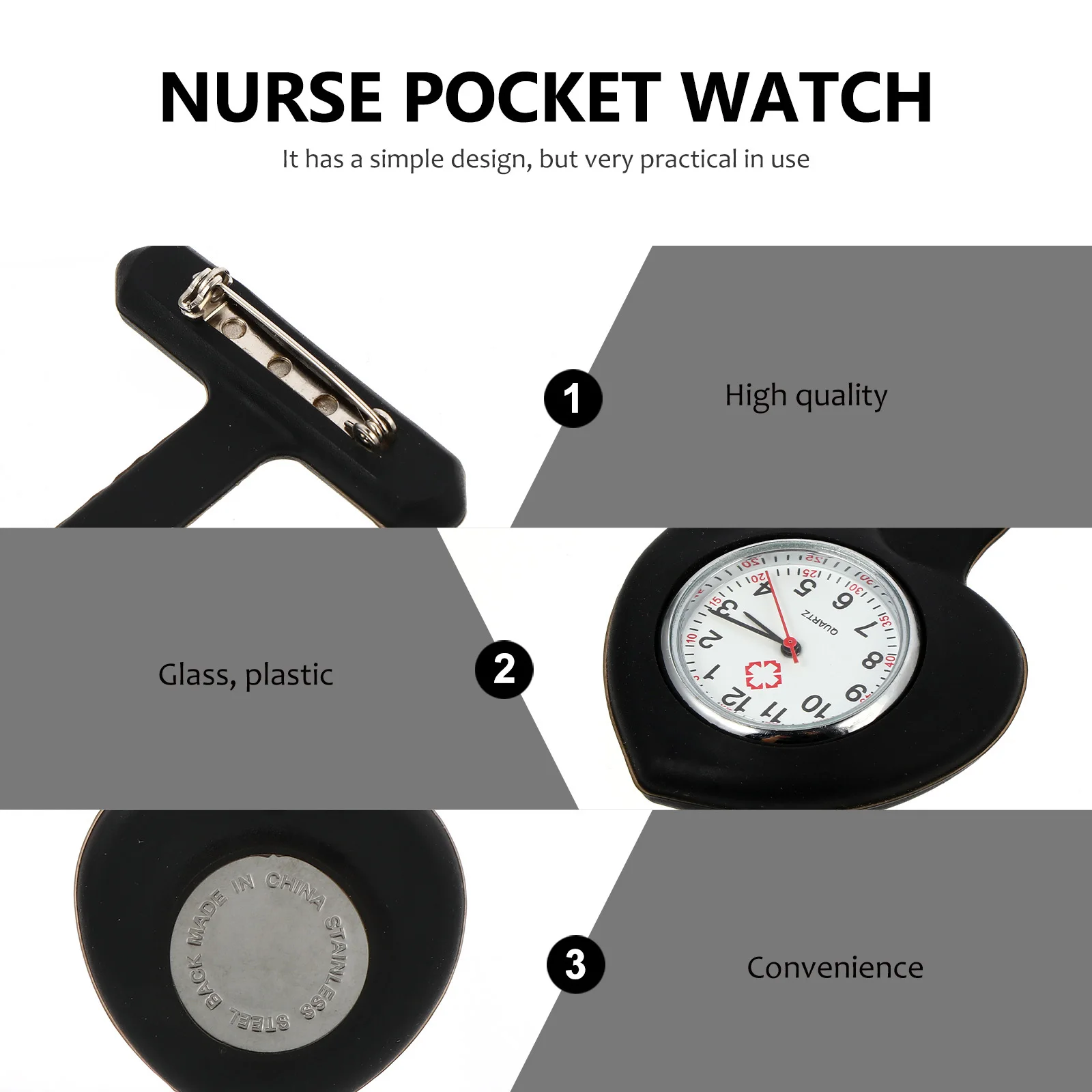 1Pcs Nursing Pocket Watch Practical Durable Fine Workmanship Simple Style Convenient Time Telling for Nurses Doctors