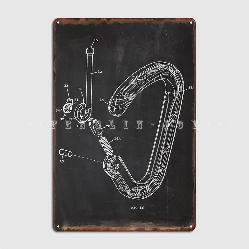 Carabiner Patent Poster Metal Plaque Mural Painting Pub Pub Garage Retro Tin Sign Poster