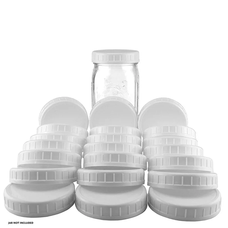 10Pcs Mason Jar Lids White Plastic Ribbed Cover Suitable for Regular Mouth Mason Storage Caps Replacements Caps Cover