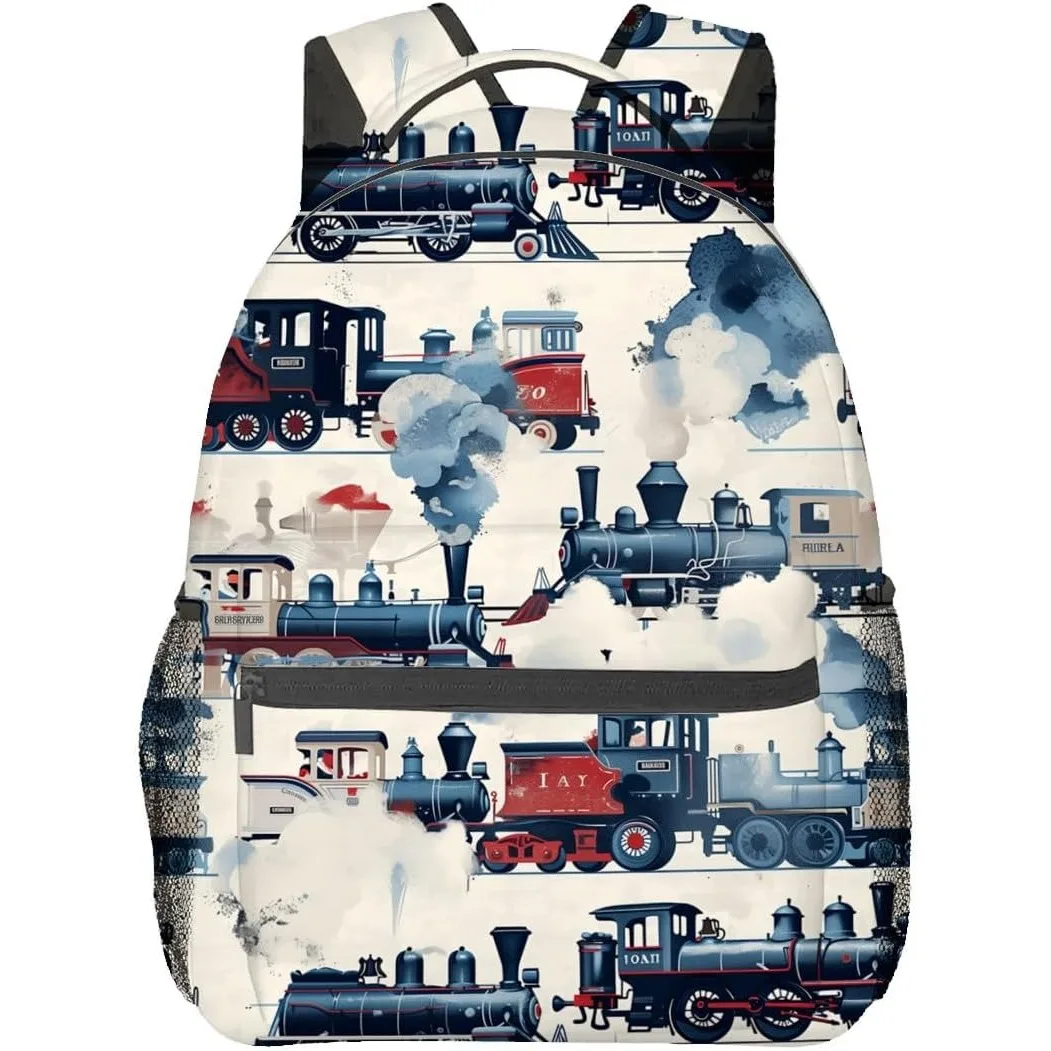 

Vintage Steam Train Backpack Retro Locomotive Backpacks Lightweight Double Shoulder Back Pack Retro Car Bookbag Casual Daypack