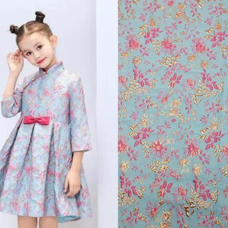 

Bronzing Jacquard Brocade Polyester Fabric Spring Summer Dresses Costumes Tang Suits Cheongsam Clothing Materials Per Meter