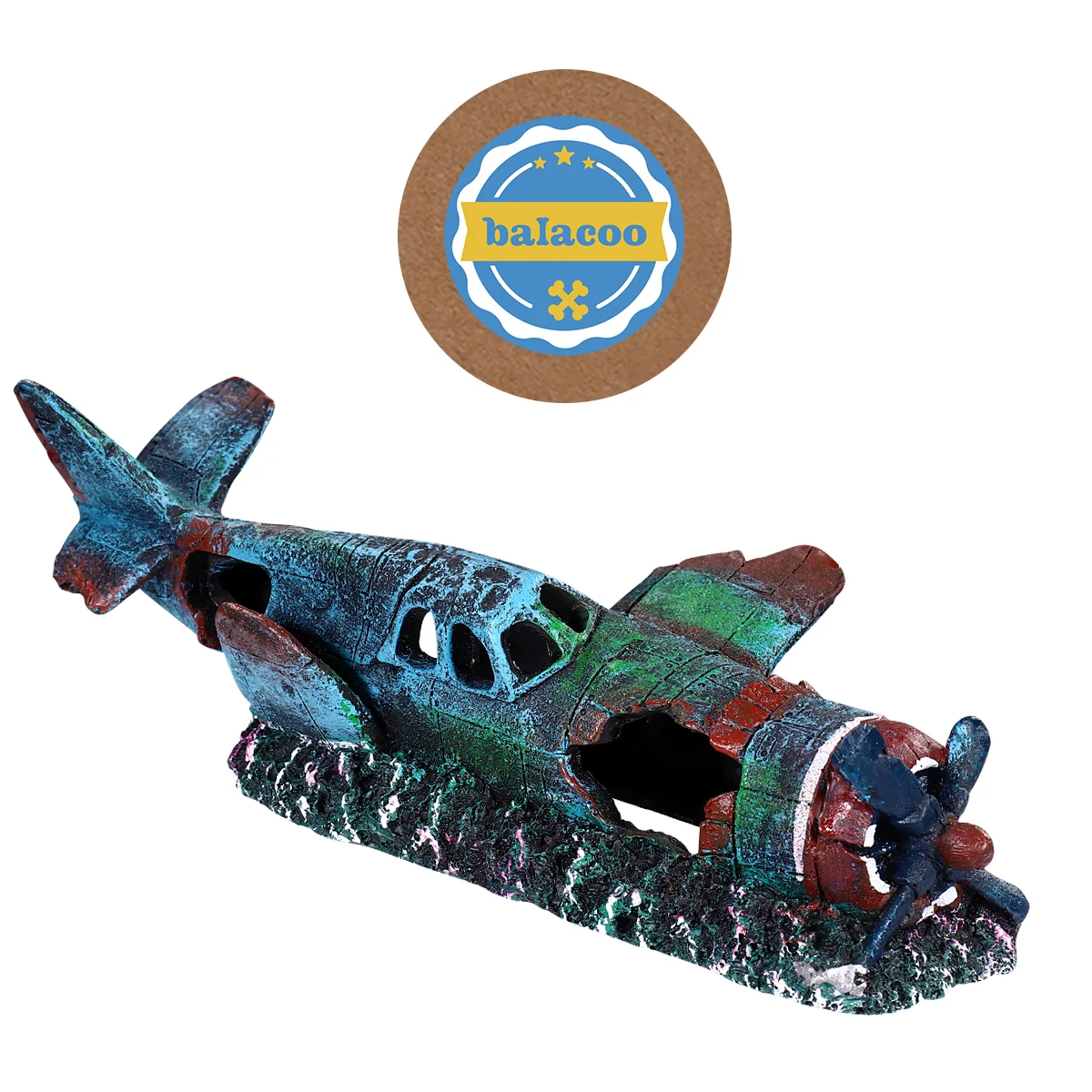 Resin Craft Fish Tank Plane Artificial Plane Wreckage Decor Aquarium Landscape Ornament (Size S) aquarium plane