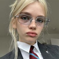 New Fashion Eyeglasses Frames For Women Men Silver Rectangle Glasses Anti Blue Light Small Square Sunglasses With Metal Frame