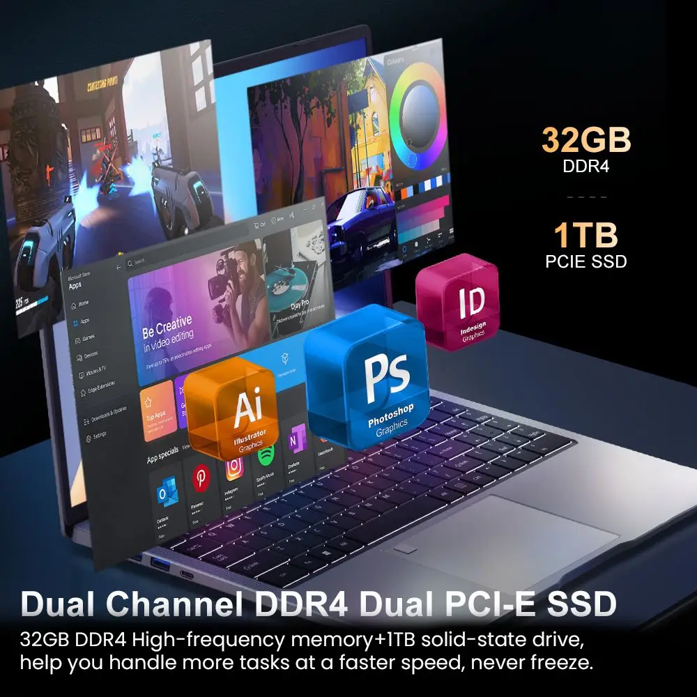 كمبيوتر محمول Ninkear N16 Pro، شاشة 16 بوصة 2.5K QHD + 120 هرتز، Intel Core i9-13900HK 5.4 جيجا هرتز، 1 تيرابايت PCIe SSD، 32 جيجابايت DDR4 3200 ميجا هرتز RAM، Win 11 Pro