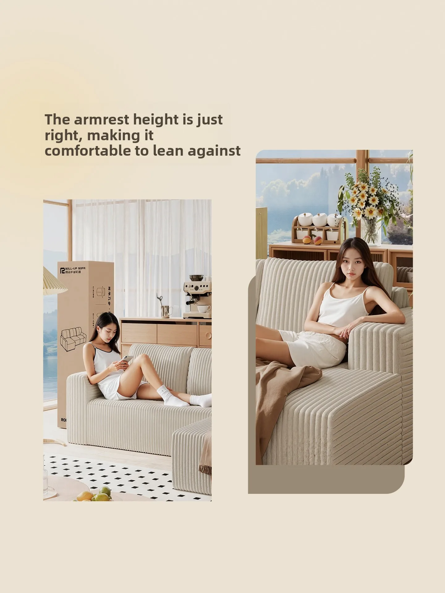 Single Seat Cloud Short Velvet Sofa for Small Apartments Simple Straight Row Combination Vacuum Compression Freight Cost