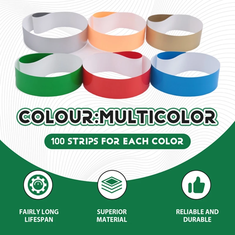 이벤트용 T85C-600 PCS 네온 컬러 손목 밴드, 합성 종이 방수 경량 활동 식별 손목 밴드