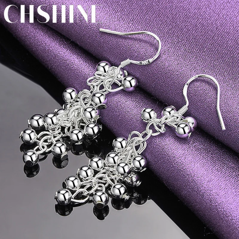 CHSHINE 925 Sterling Silver Smooth Grape Beads Earrings Charm Fashion High Quality Women's Jewelry Gift