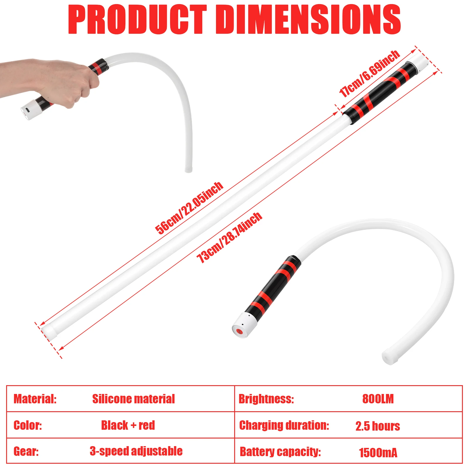 Flexible LED Work Light High-brightness Bendable LED Flashlight Stick with 3 Lighting Mode for Car Repair Engine Bay Inspection
