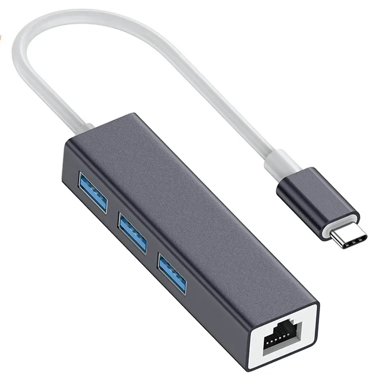 TYPE-C ke RJ45 kartu jaringan Gigabit 3.0 HUB Laptop jaringan eksternal Port Macbook stasiun Dok