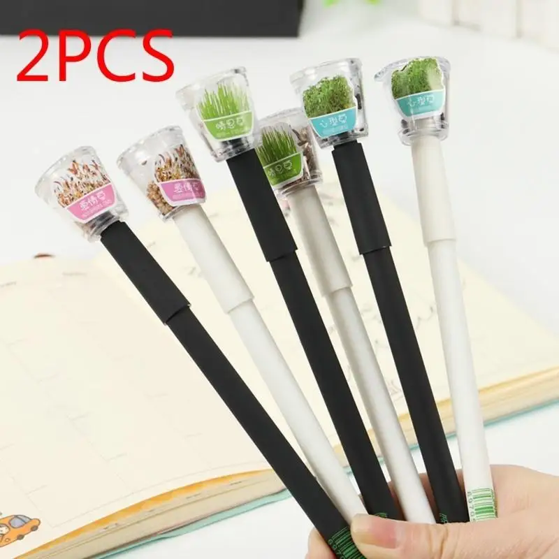 

2 PCS Garden Grow Grass Gel Pen Korean Stationery Creative Gift School Supplies 0.5mm Pla Wholesale