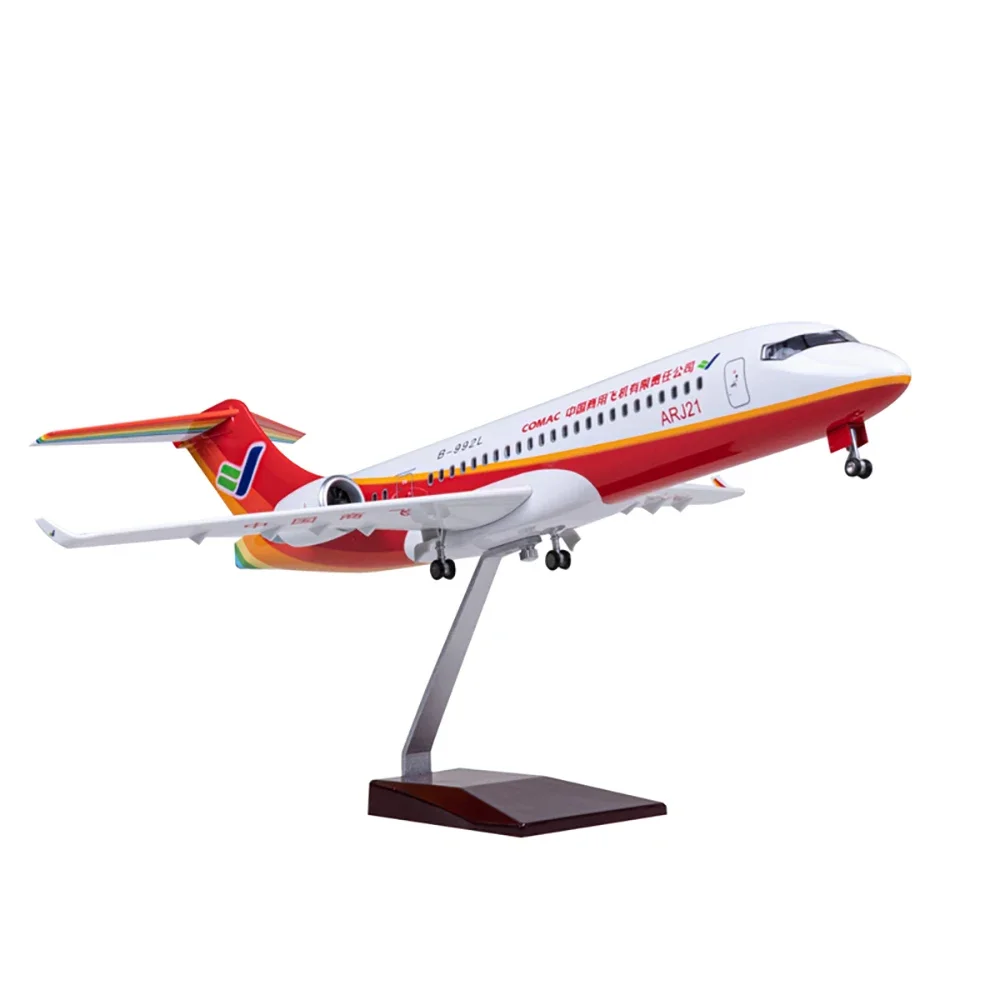 

47cm Commercial Aircraft Arj21 Plane Model Civil Aviation Airplane Airliner Fan Gift Ornament With Wheels And Lights Home Decor