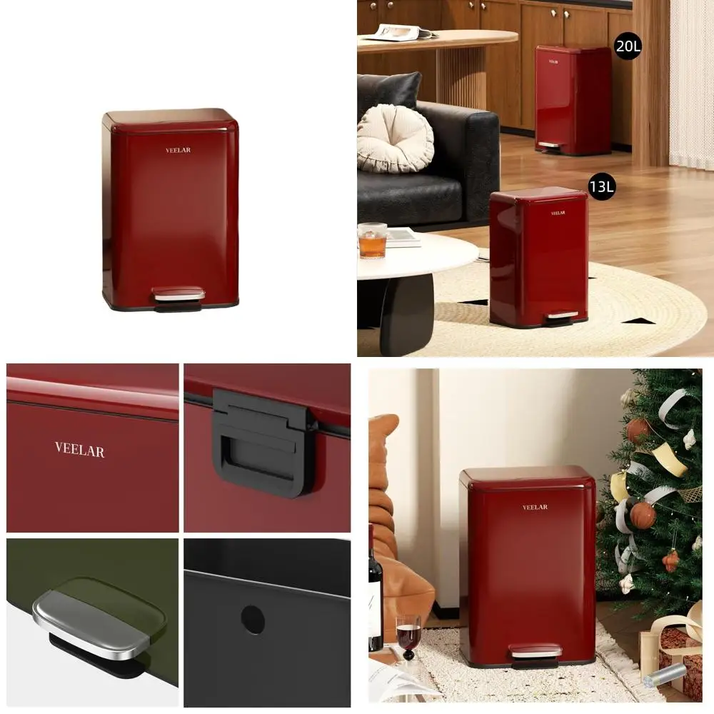 

5 Gallon Stainless Steel Trash Can with Lid, Suitable for Bathroom, Kitchen, Living Room, and Office (20 Liter)