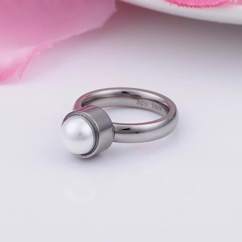 Trendy Stainless Steel Knuckle Rings For Women Men Gold Silver Color Shell Imitation Pearl Beads Rings Wedding Party Jewelry