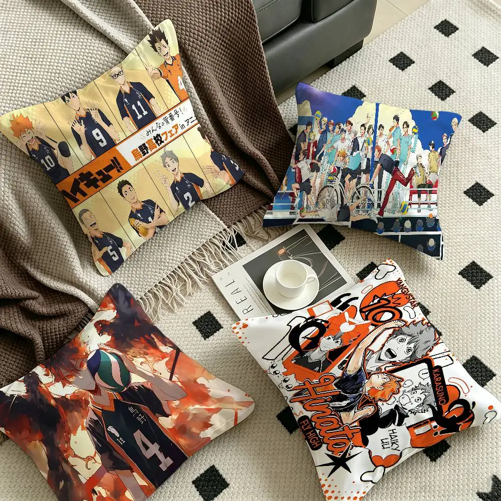 Japanese Anime Haikyuu Pillow Covers Cartoon Sofa Decorative Home Double-sided Printing Short Plush Cute Cushion Cover