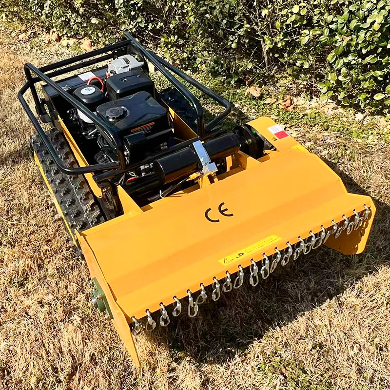 Customized Crawler Lawn Mower for Rough Terrains   Remote Control Automatic Large Fuel Tank Key Engine Component
