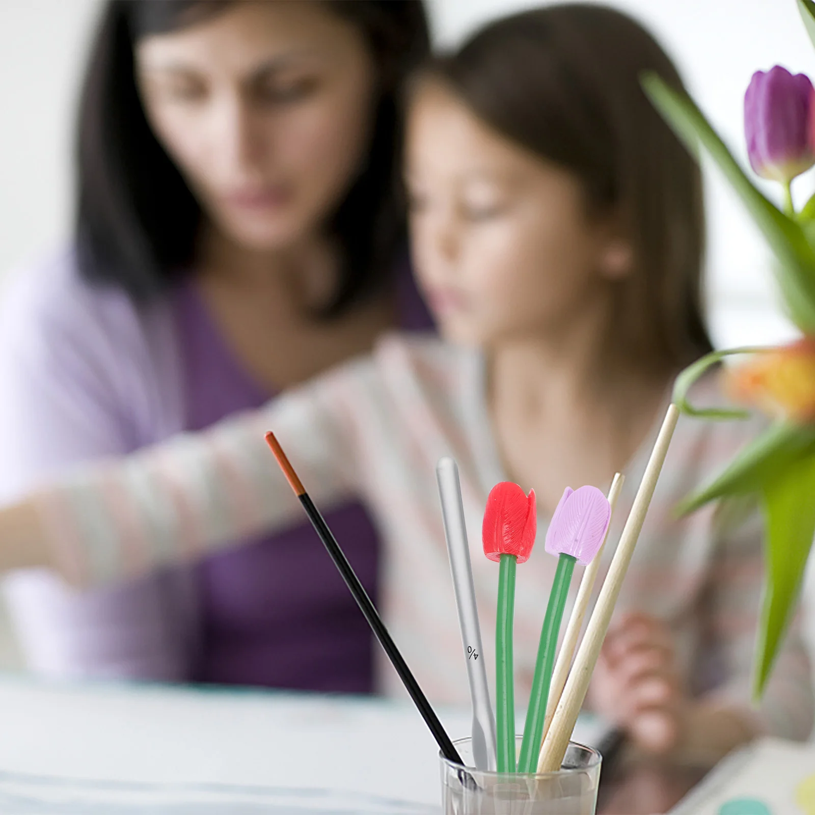 

6Pcs Tulip Flower Pens Premium Plastic Smooth Writing Perfect Gift School Office Home Stationery Flower Pens