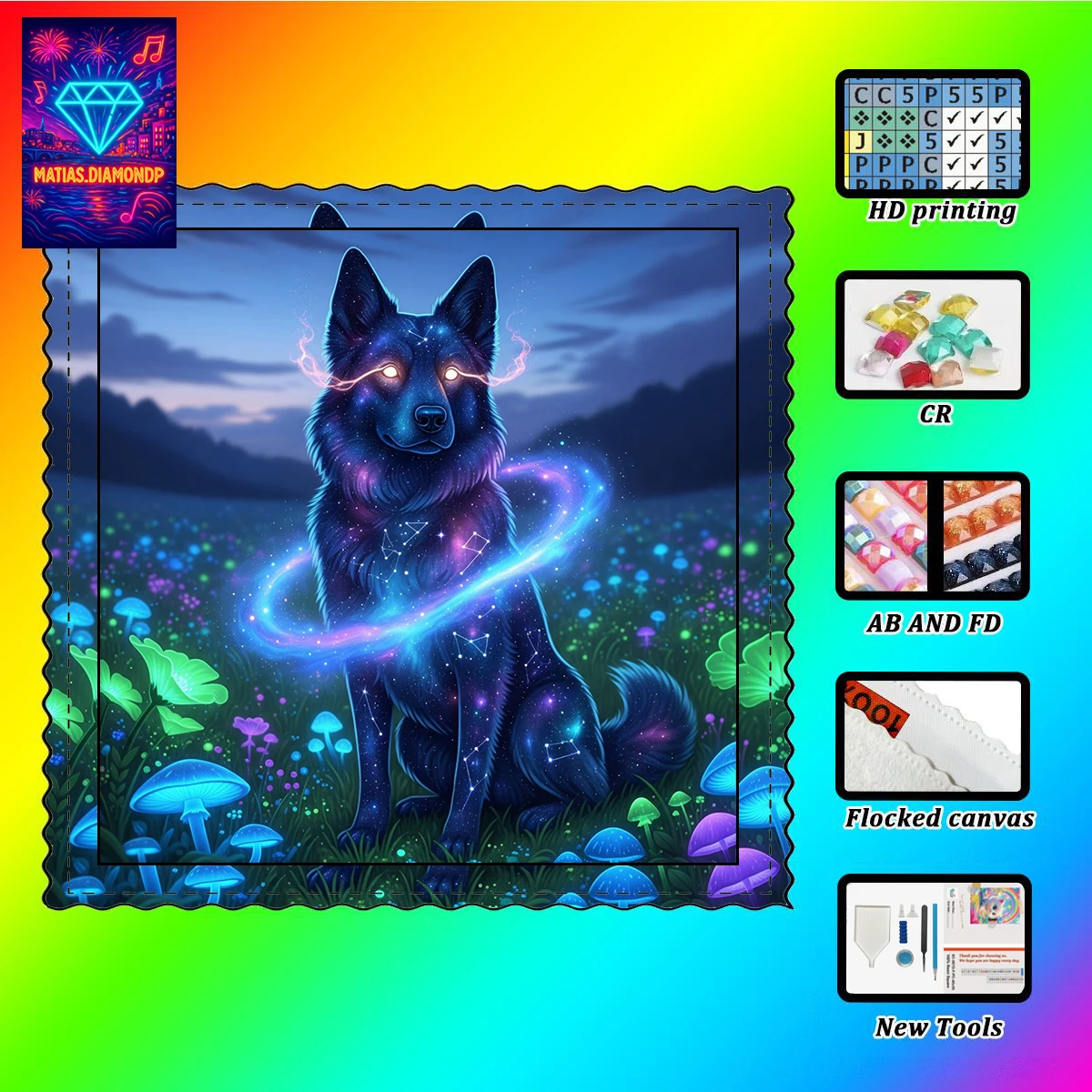 

【MATIAS DIAMOND ART】Призрачная собака, смола, бриллиант AB, кристалл, бриллиант, сказочная пыль, алмазная живопись