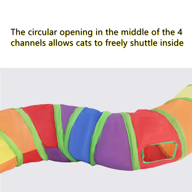 Rainbow Cat Toy Tunnel Playground Cats Scratching Running Interactive Toy Kittens Adult Cats