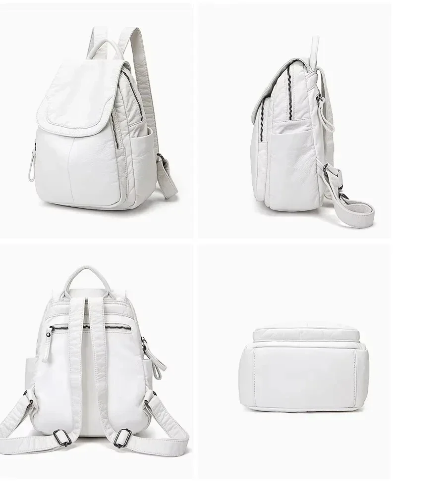 2026 Vintage-Rucksack aus gewaschenem Leder für Teenager-Mädchen, kleine Schultasche, lässiger Tagesrucksack, geräumiger, kompakter Reiserucksack – Detail 14