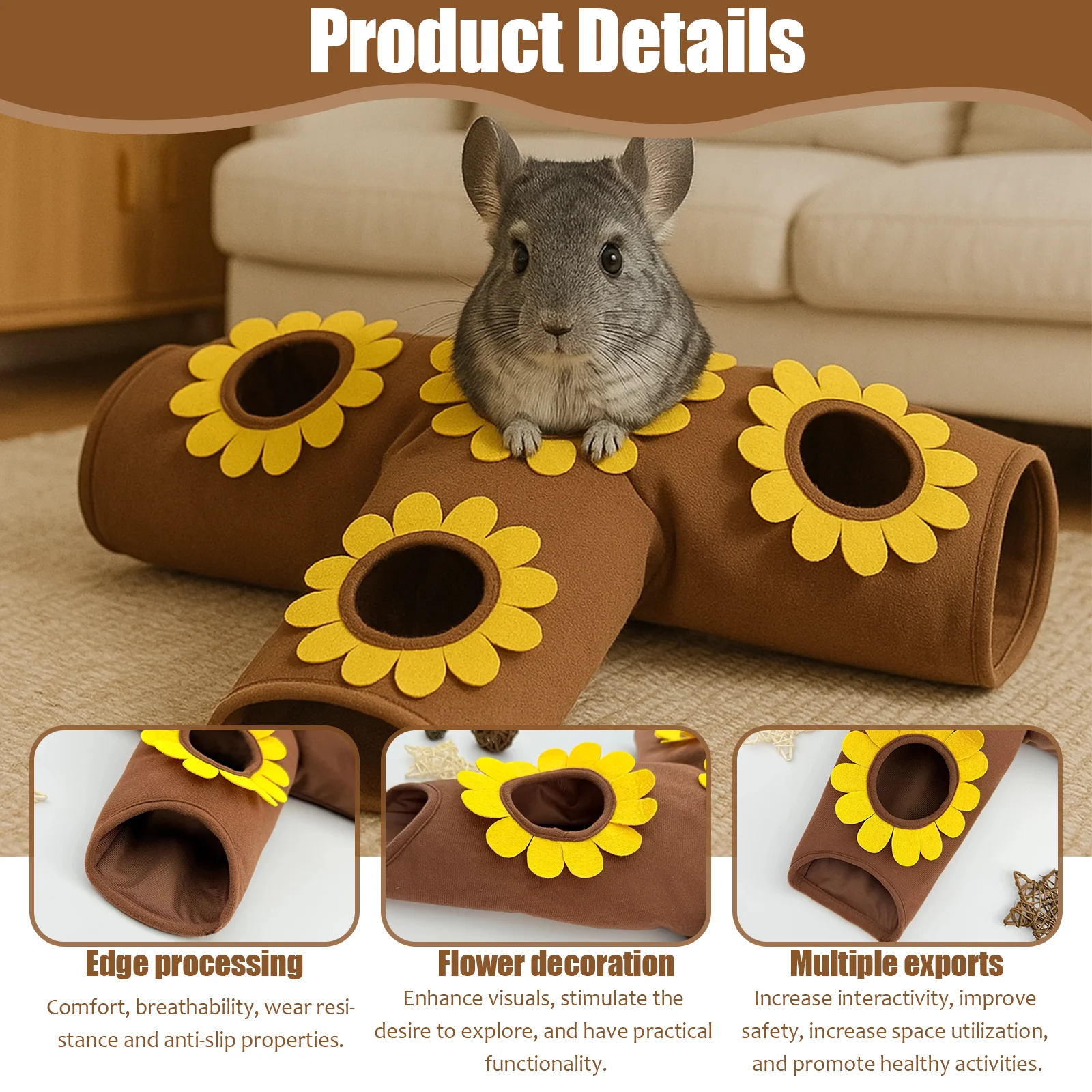 New Small Pets Tunnel Comfortable Pet Cotton Nest Hamster Guinea Pig Hedgehog Chinchilla Mini Pet Drill Tube Toy Hiding House view 3