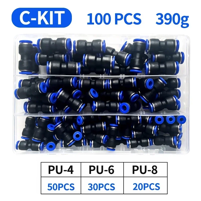 Boxed Pneumatic Fitting Straight Push Plastic Connector 4/6/8/10/12mm Trachea Connector PU Air Hose Tube PU4 PU6 PU8 PU10 PU12