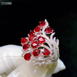 Natural New Burning Pigeon Blood Red Ruby Gemstone Ring for Women Real 925 Sterling Silver Fine Wedding Jewelry