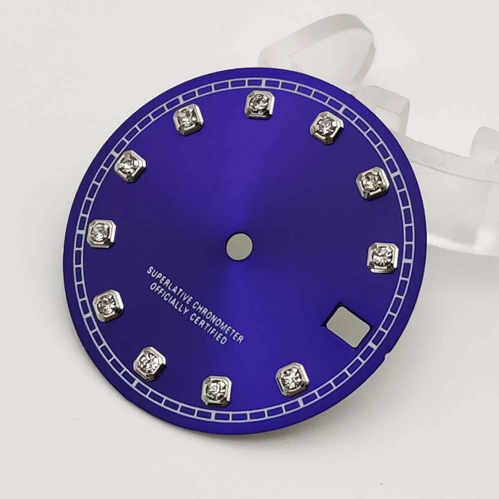 Новый бриллиантовый циферблат диаметром 28,5 мм подходит для запасной части циферблата мужских автоматических механических часов с механизмом NH35.