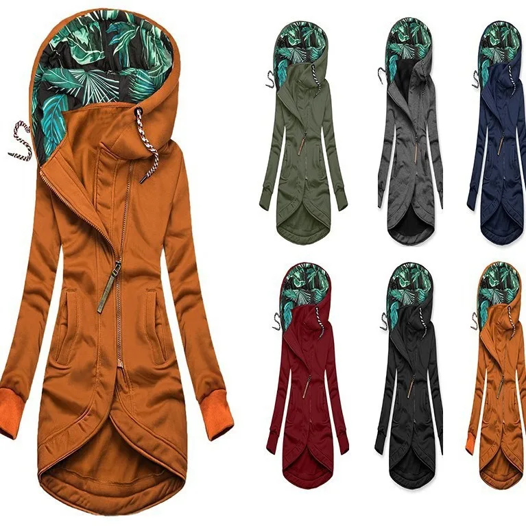 

2025ebay Women's Zippered Hooded Sweatirt Long Sve Printed Design Cusizable Sportswear Tailoring Service