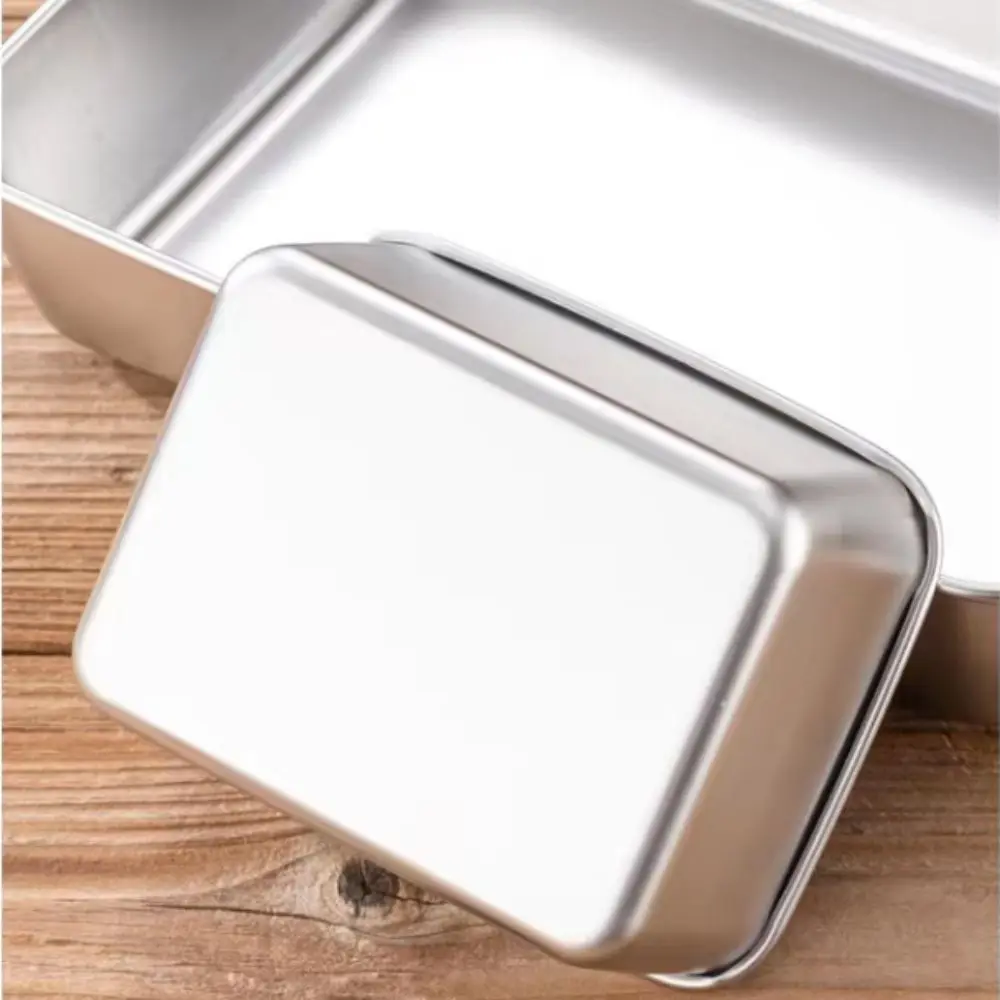 

Stainless Steel Square Plate with Lid Large Kitchen Storage Plate Multifunction Rectangular Baking Dish Kitchen Cooking Tools