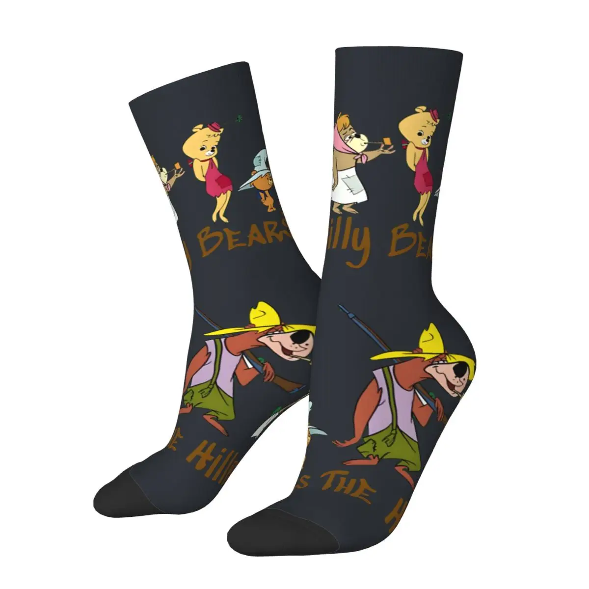 Crazy Saturday Mornings Sock for Men Hip Hop Harajuku The Hillbilly Bears Seamless Pattern Printed Crew Sock official-website