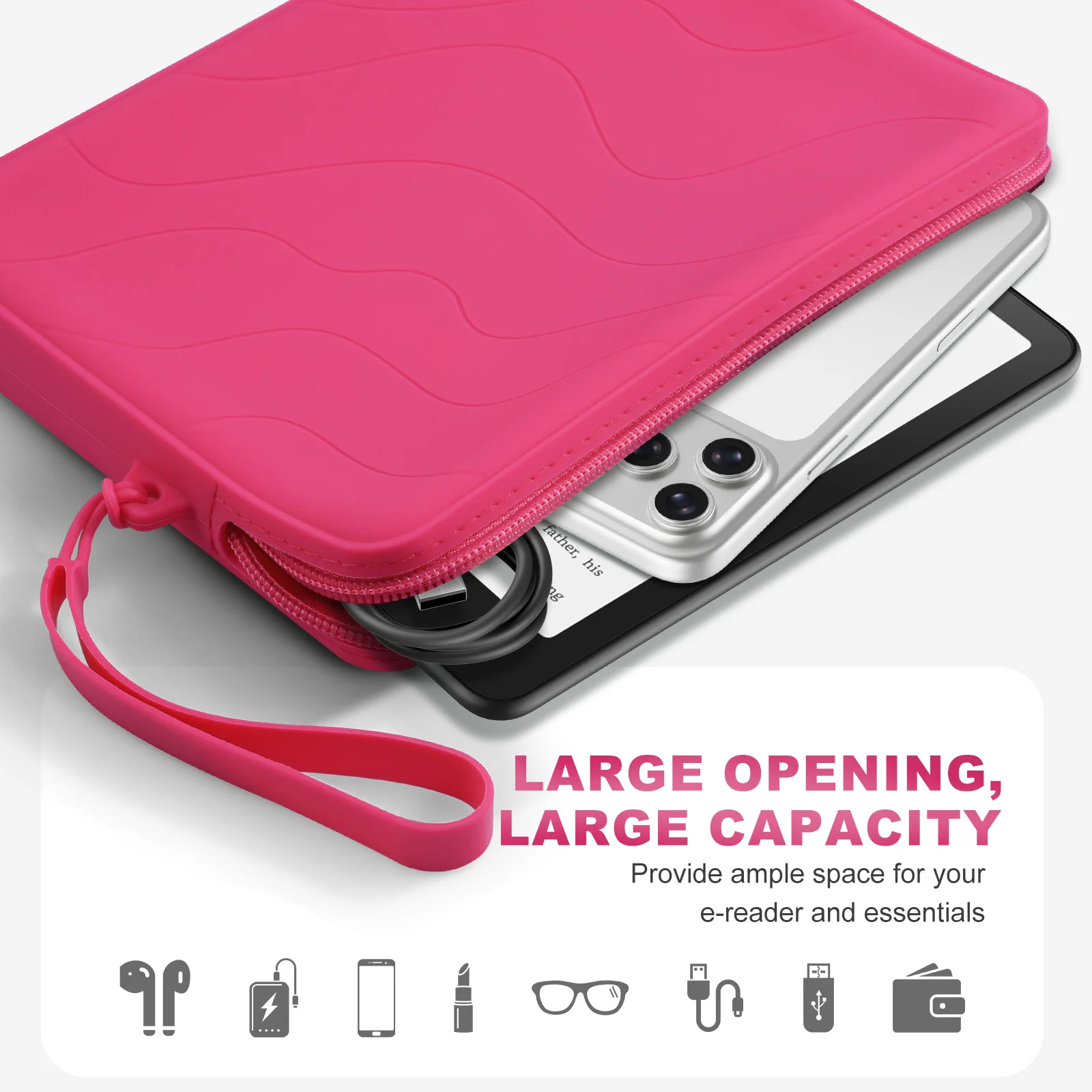 Embreagem de silicone de 6-7 polegadas para Kindle Paperwhite e Kindle Colorsoft Signature Edition de 7", Kindle, Kobo, Nook E-Reader de 6"