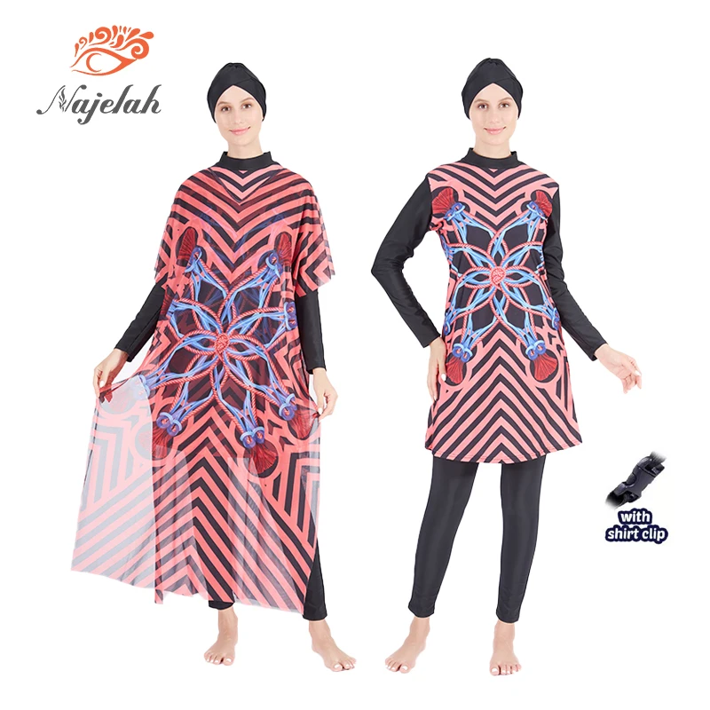 4PCS Muslim Modest Swimwear Burkini Full Cover Ups For Women Hijab Swimsuit Islamic Designer Long Sleeve Fashion Swimming Suit