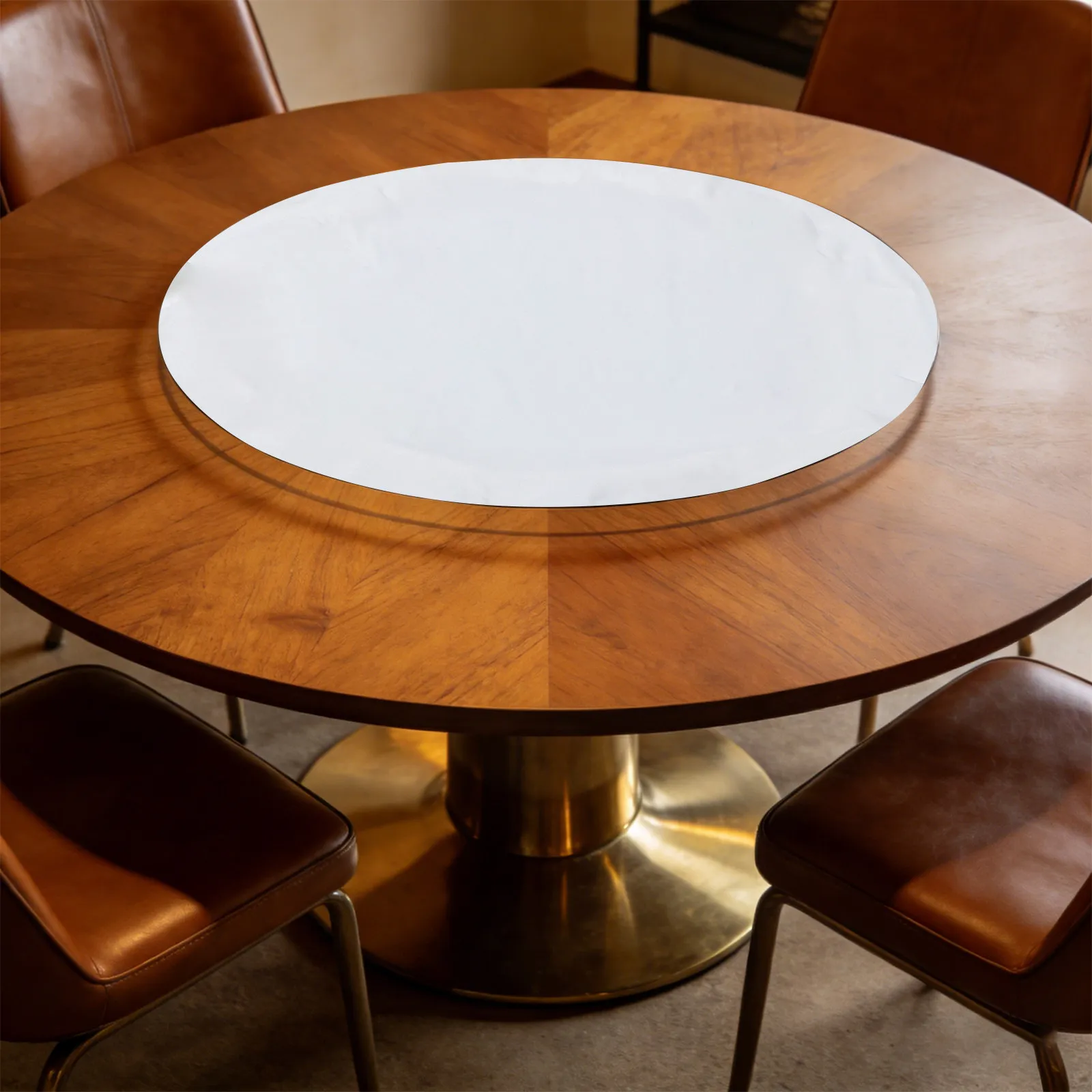 80Cm Glass Table Top Protective Cover Round Stretch Scratch Proof Heat Resistant Turntable Mat Non Slip Dining Room Table