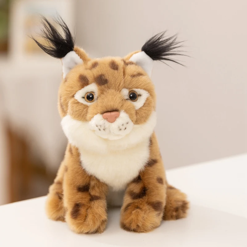 

2026 Hot Sale Lifelike Lynx Plush Toys Fluffy Sitting Pose Lynx Doll Cute Felidae Doll Office Desktop Decor Birthday Gift